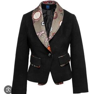 Kenzo Black Wool Cashmere BlazerJacket Silk Lining EU 38 Women